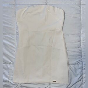 Missguided Cream Strapless Dress